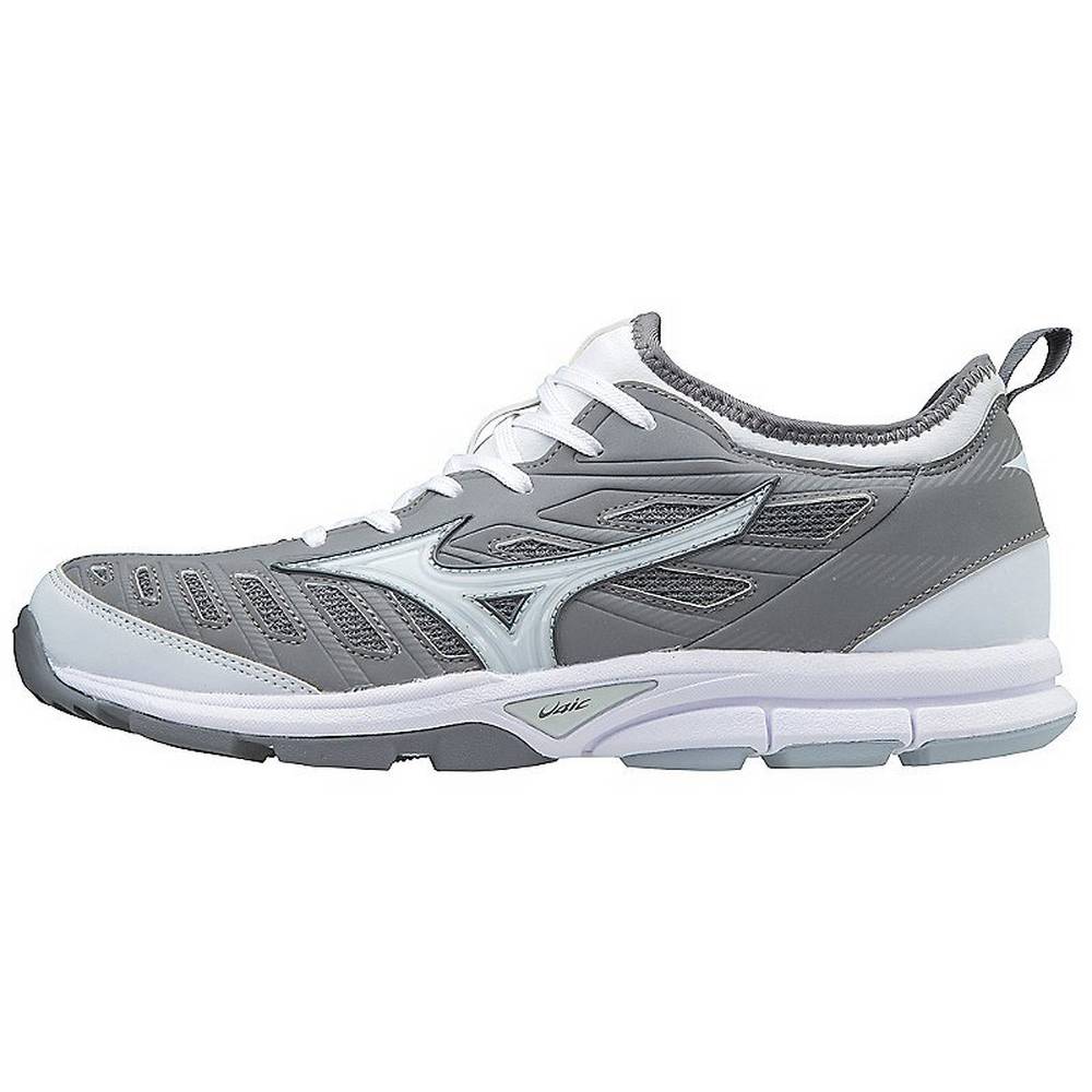 Panske Botasky Mizuno Player’s Trainer 2 Turf Siva/Biele Vypredaj AWXR40583